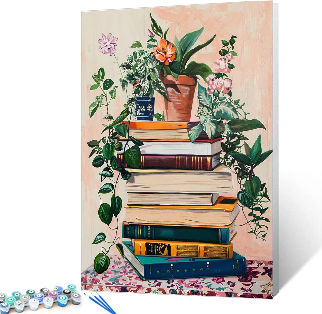Paint by Numbers Kit for Adults – Watercolor Magic Book & Flowers Canvas, DIY Acrylic Painting, 16x20 inch, Arts & Crafts Gift (Bohemia, No Frame)